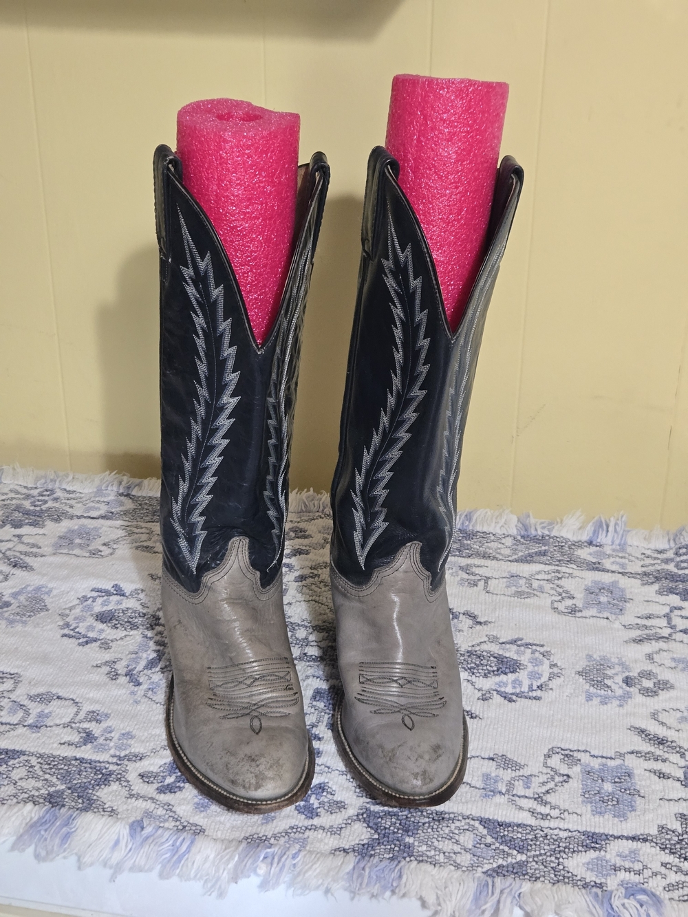 Abilene Boot Co. Two-Tone Navy & Gray Western Heeled Boots
